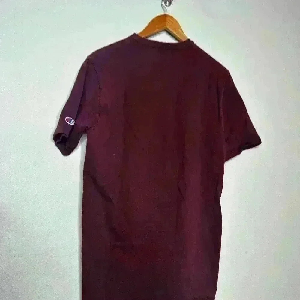 Vintage champion tee shirt sleeve burgundy size Large - Picture 4 of 6